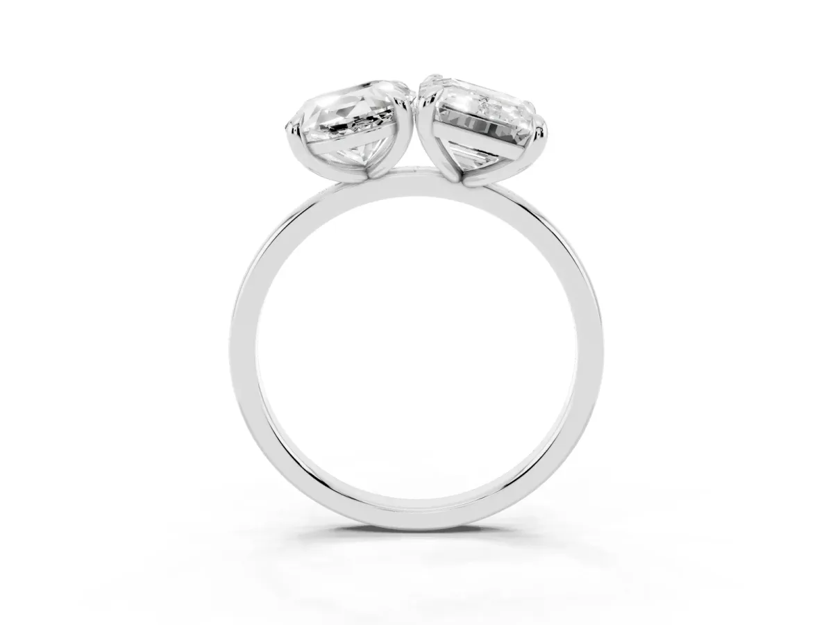 Oval and Radiant Toi Moi Ring with Prong Setting and Plain Band Platinum
