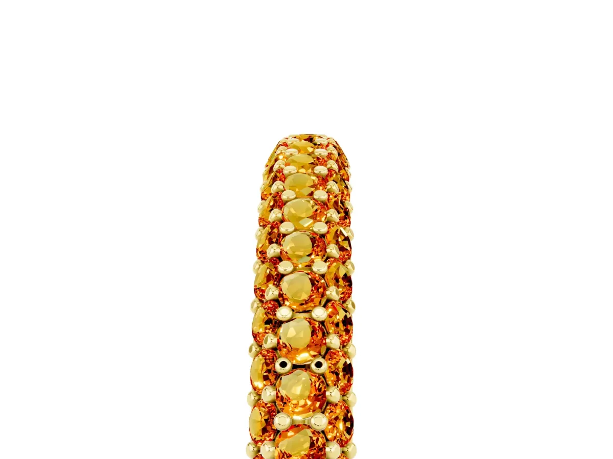 Round Citrine Pavé Eternity Band with Shared Prong Setting Yellow gold