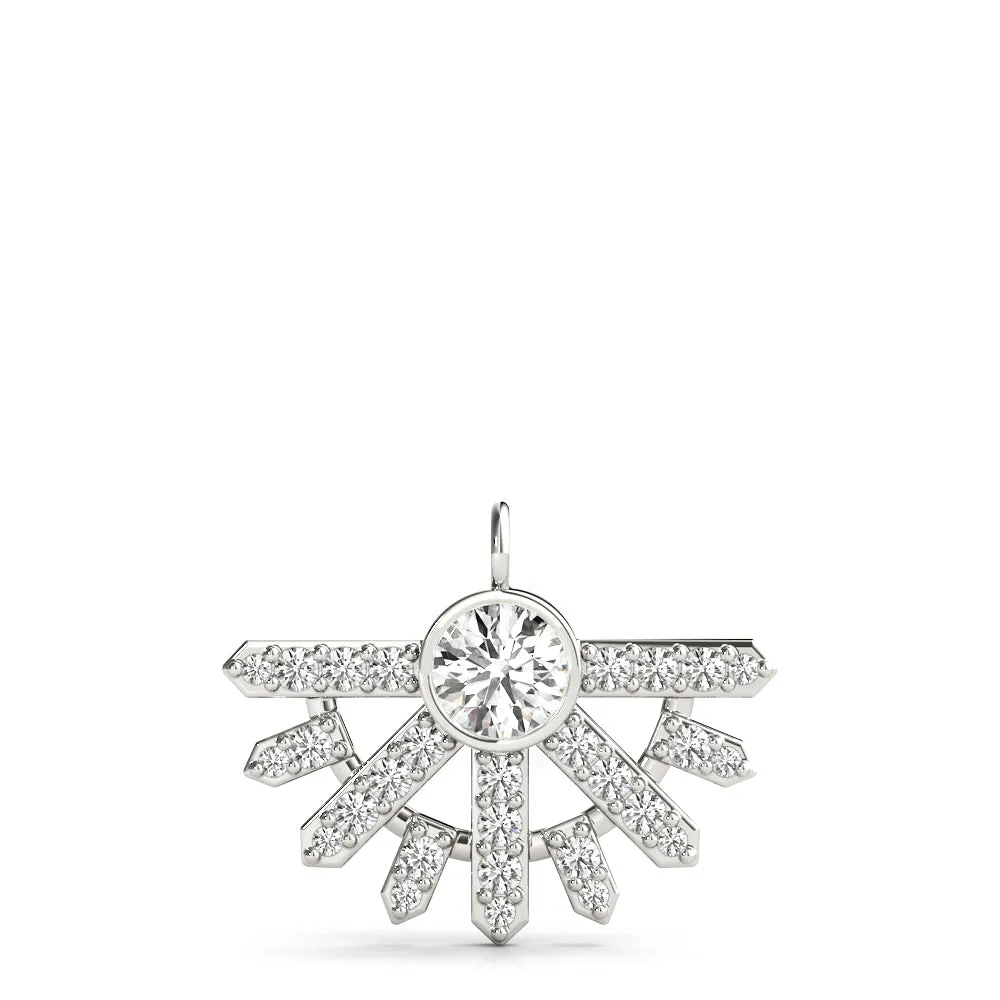 Round Brilliant Halo Fan Pendant Silver