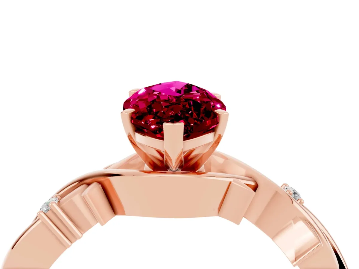 Marquise Cut Garnet Solitaire Ring with Twisted Band and Prong Setting Rose gold