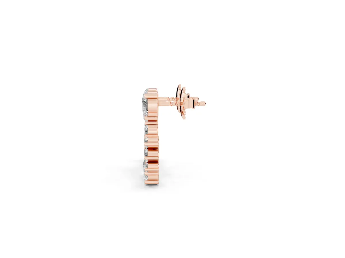 Round Diamond Hydrangea Bouquet Open Hoop Earrings Rose gold