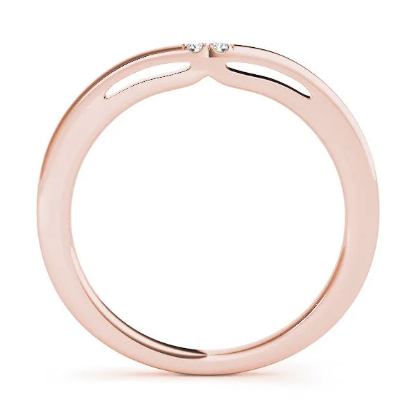 Round Diamond Bypass Solitaire Band with Bezel Setting Rose gold