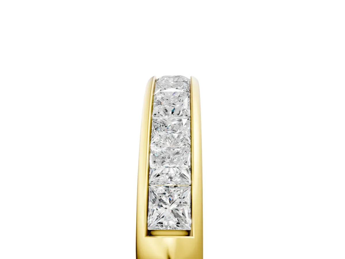 Channel Set Princess Cut Diamond Eternity Band Yellow gold