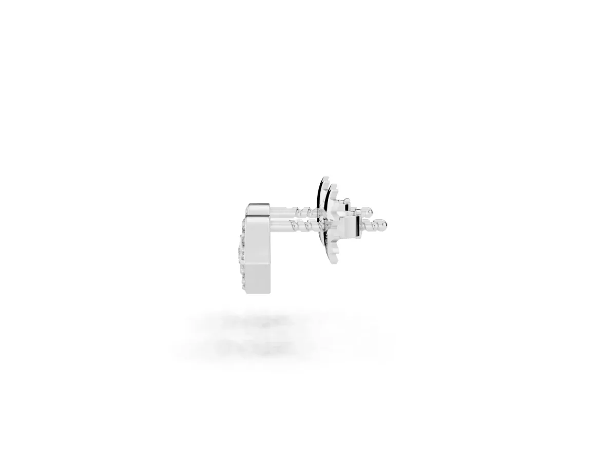 Round Diamond Bezel Center Evil Eye Stud Earrings Silver