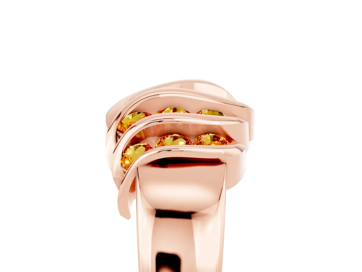 Round Citrine Multi-Row Crossover Band Rose gold