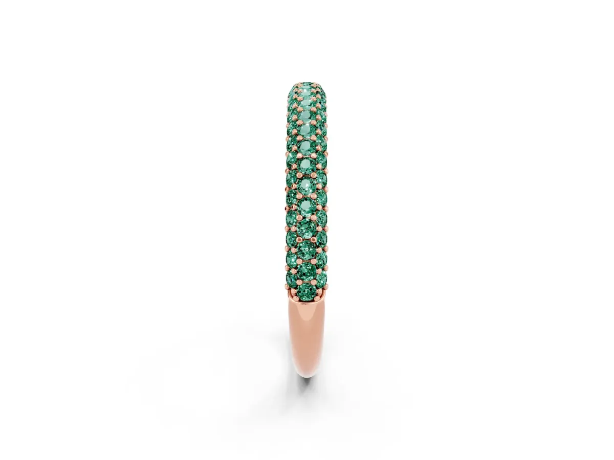 Round Green Sapphire Pavé Eternity Band with Shared Prong Setting Rose gold