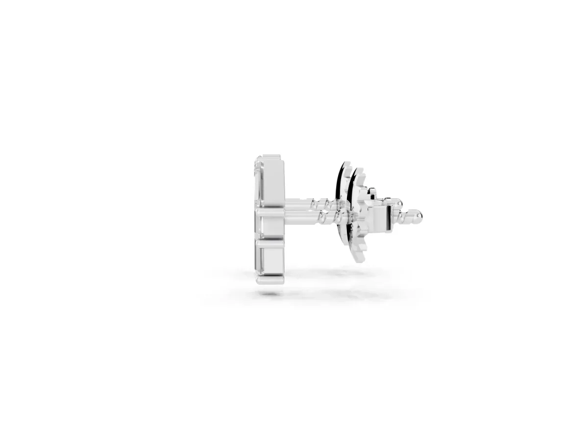 Baguette Diamond Three-Stone Stud Earrings Platinum