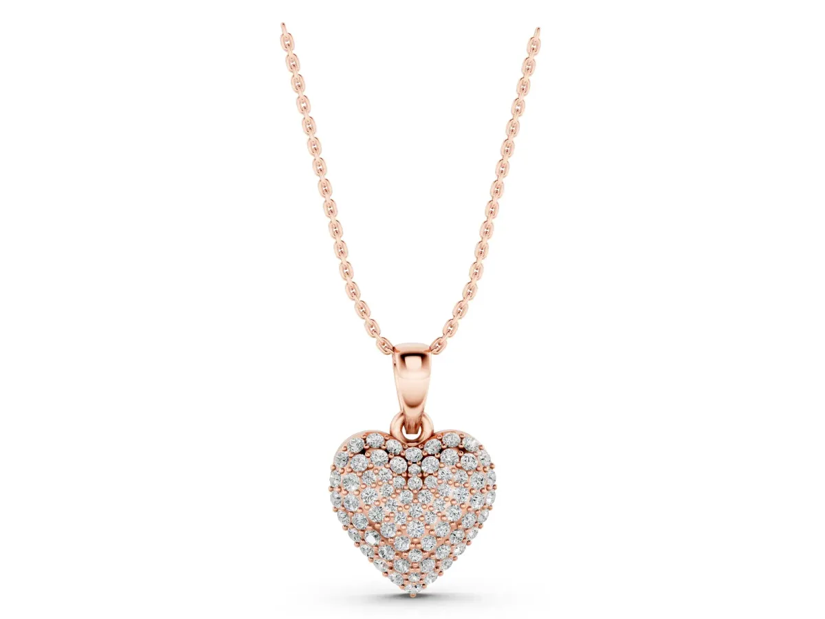 Heart Diamond Pendant with Pavé Setting Rose gold