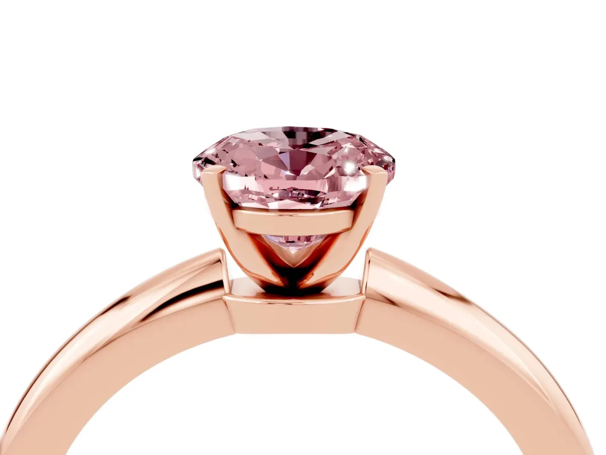 Oval Cut Morganite Solitaire Ring with Six-Prong Setting and Classic Band Rose gold