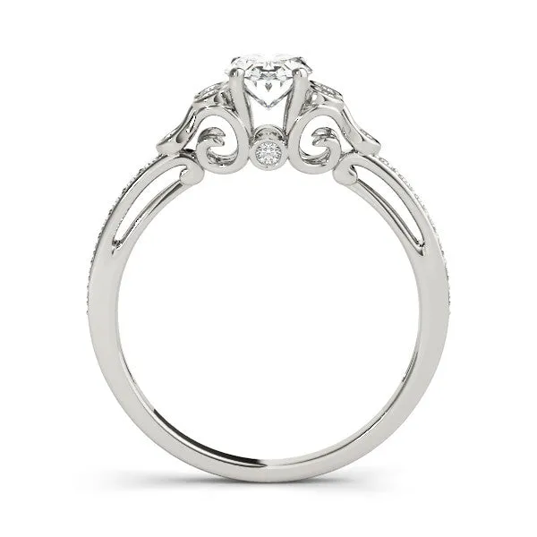 Emerald Cut Diamond Bezel and Prong Setting with Pave Band Platinum