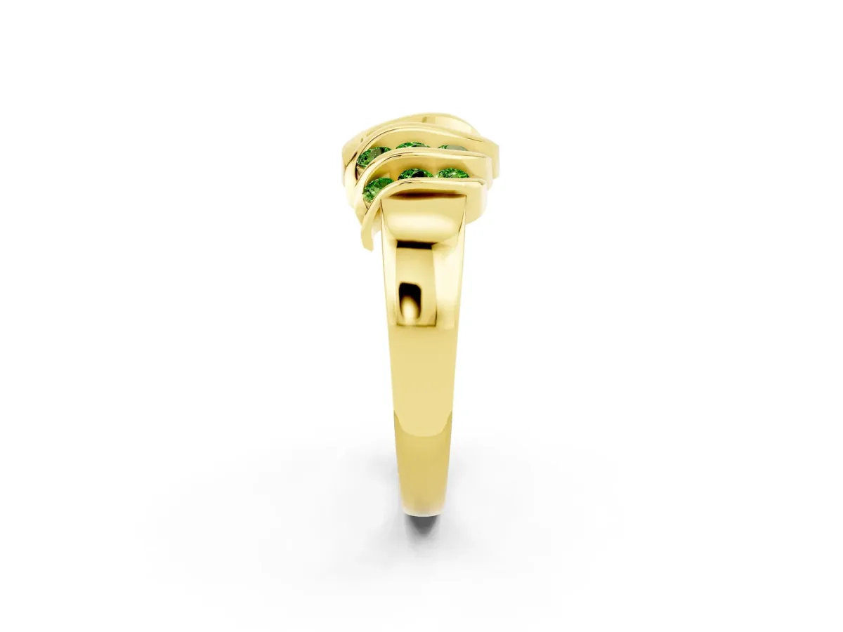Round Peridot Multi-Row Crossover Band Yellow gold