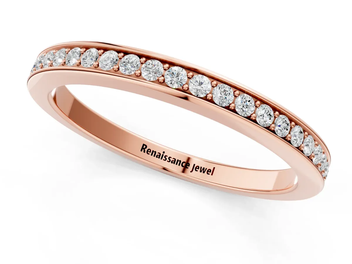 Round Diamond Eternity Band with Pavé Setting Rose gold
