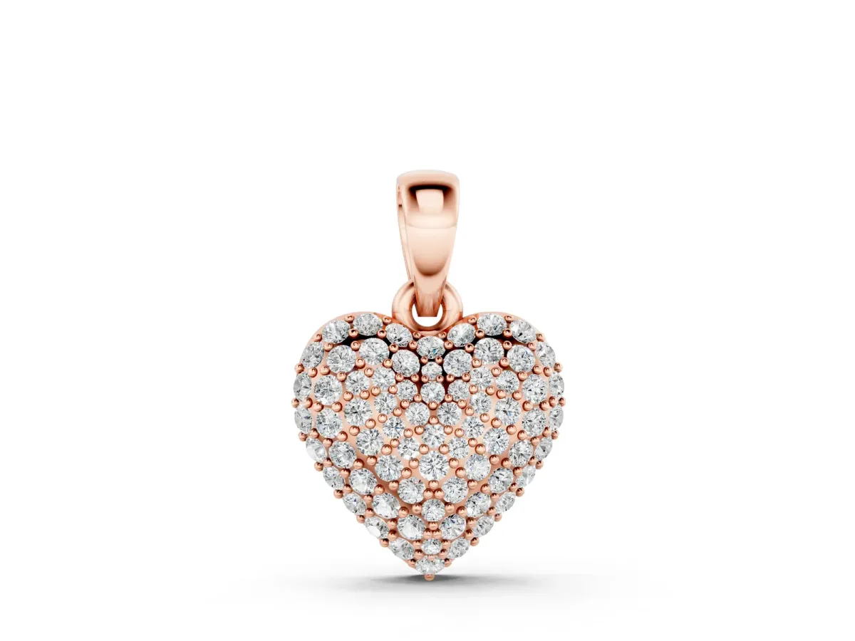 Heart Diamond Pendant with Pavé Setting Rose gold