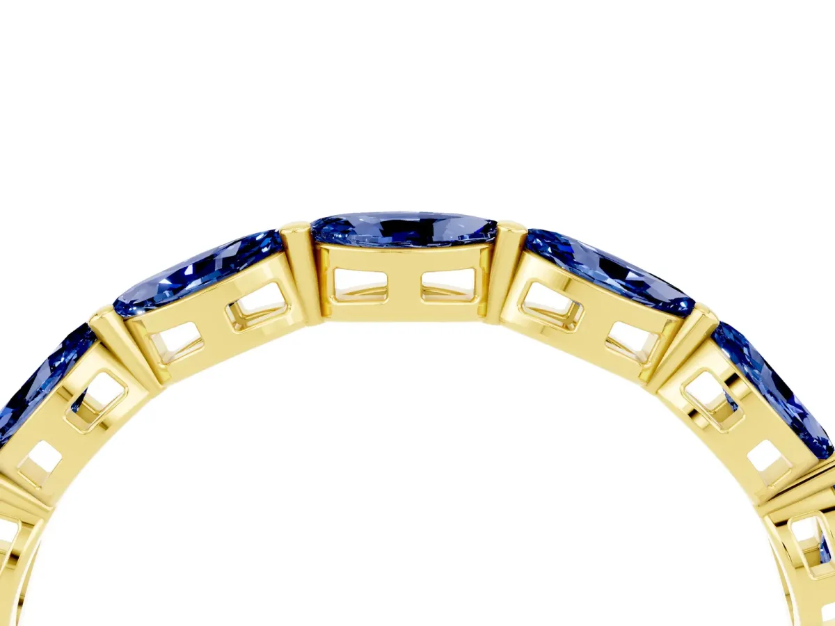 Marquise Blue Sapphire Eternity Band with U-Prong Setting Yellow gold