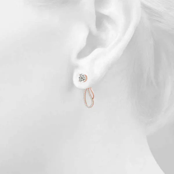 Round Cut Prong Set Diamond Infinity Drop Earrings Rose gold