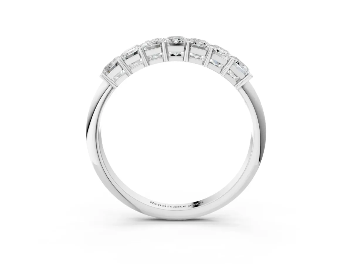 Emerald Cut Diamond Prong-Set Half Eternity Band White gold