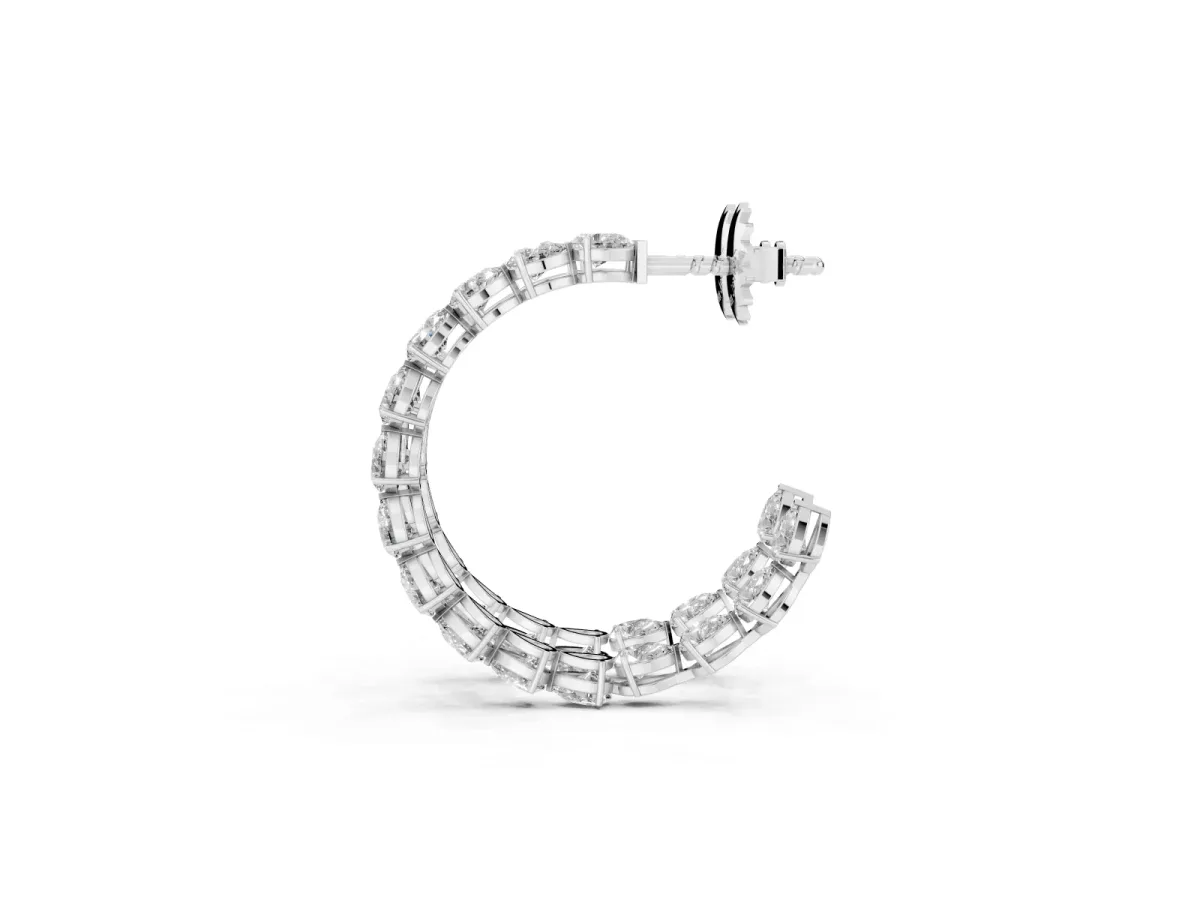 Pear Diamond Open Hoop Earrings Platinum