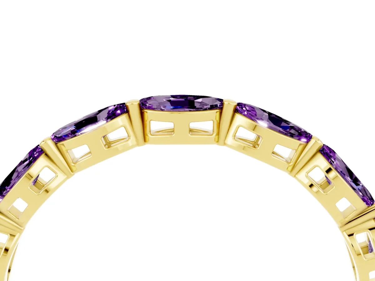 Marquise Amethyst Eternity Band with U-Prong Setting Yellow gold