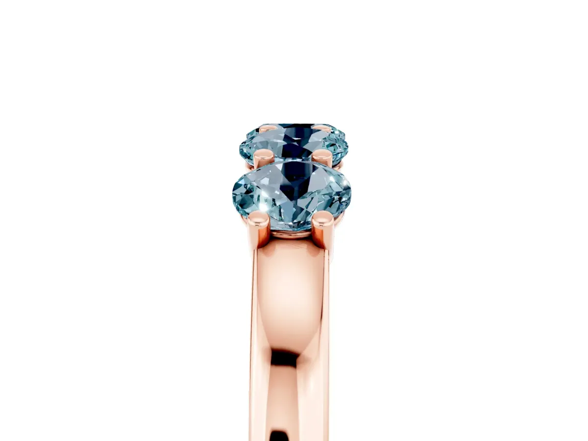Four-Stone Round Aquamarine Prong-Set Band Rose gold