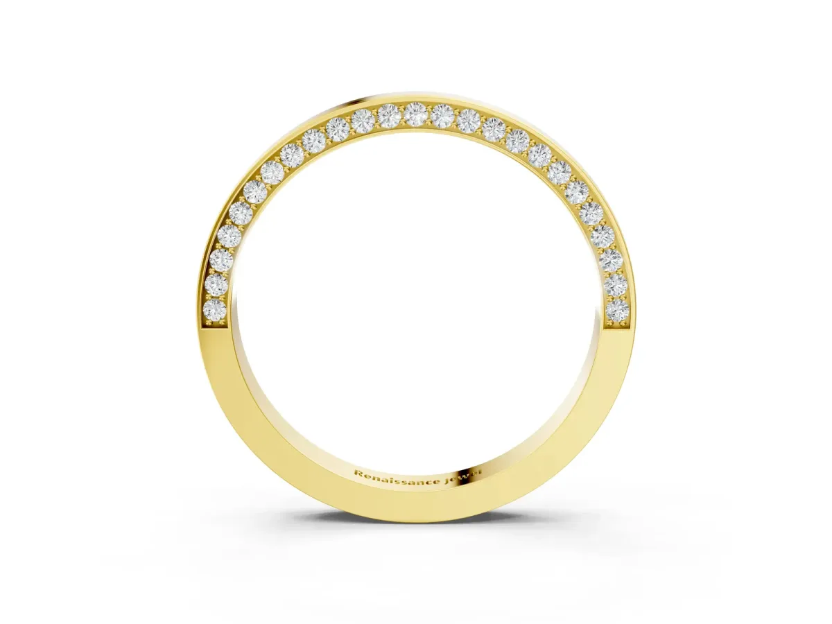 Pavé Round Diamond Channel Set Band Yellow gold