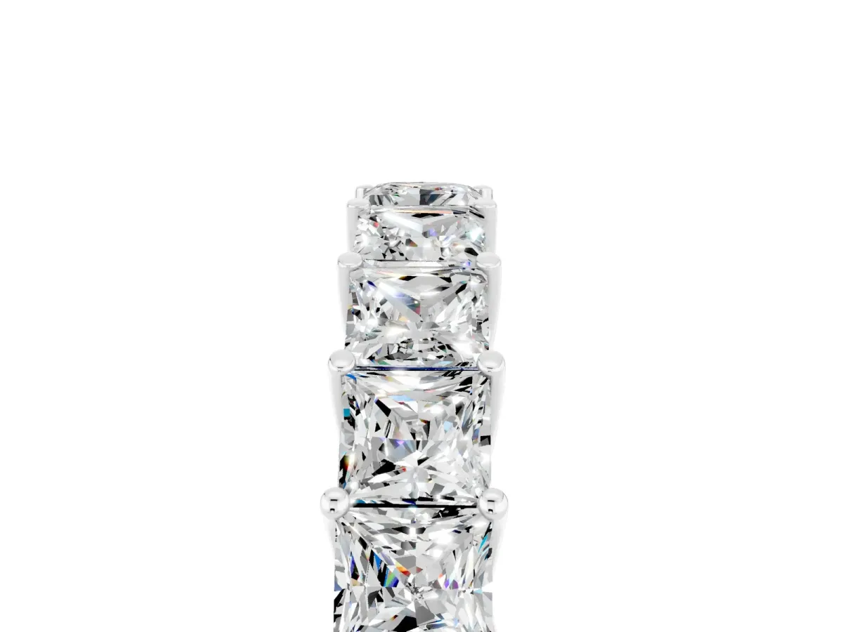 Princess Cut Moissanite Channel-Set Eternity Band with Prong Setting Silver
