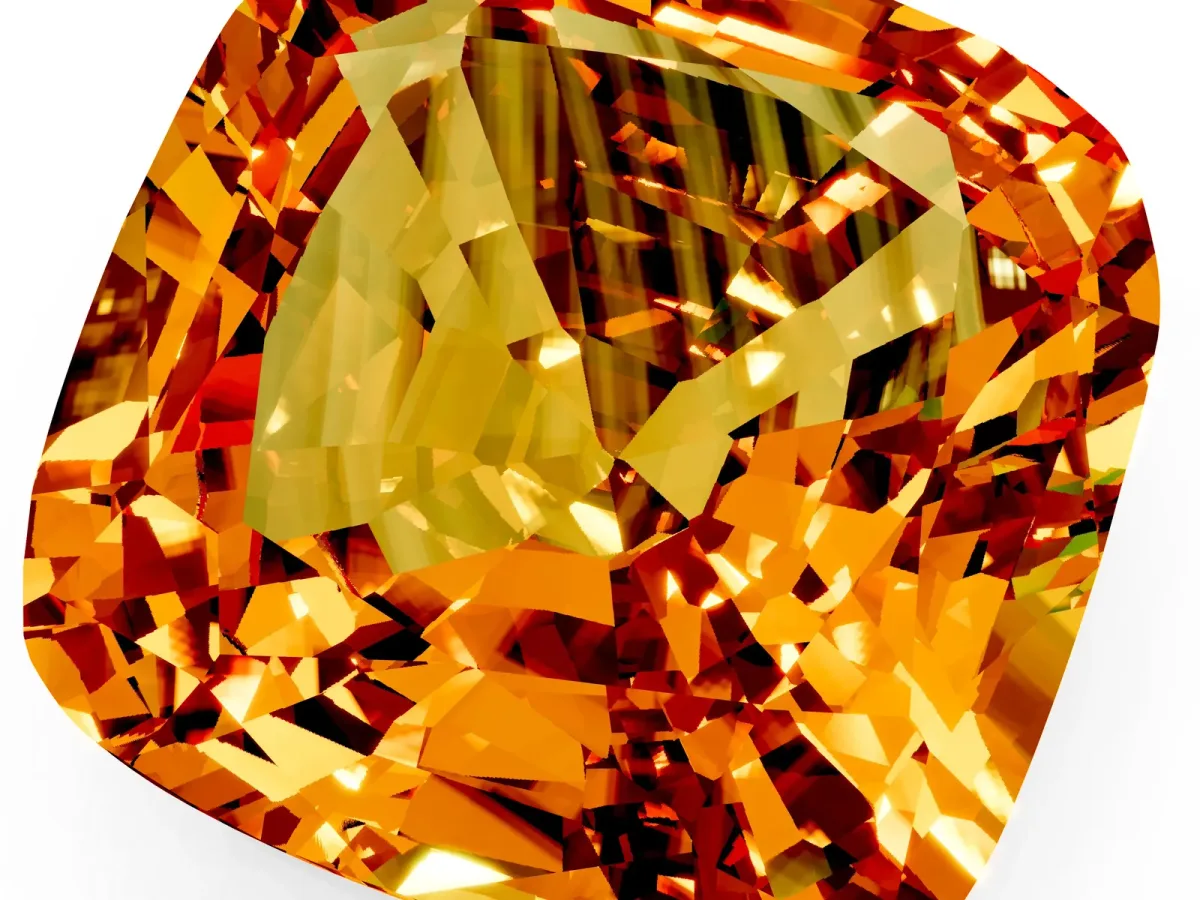 Cushion Cut Citrine Scattered Round Accent Ring with Prong Setting Platinum