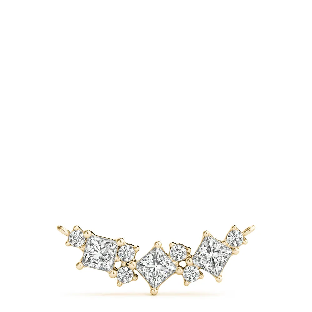 Princess Cut V-Shape Diamond Pendant with Four-Prong Setting Yellow gold