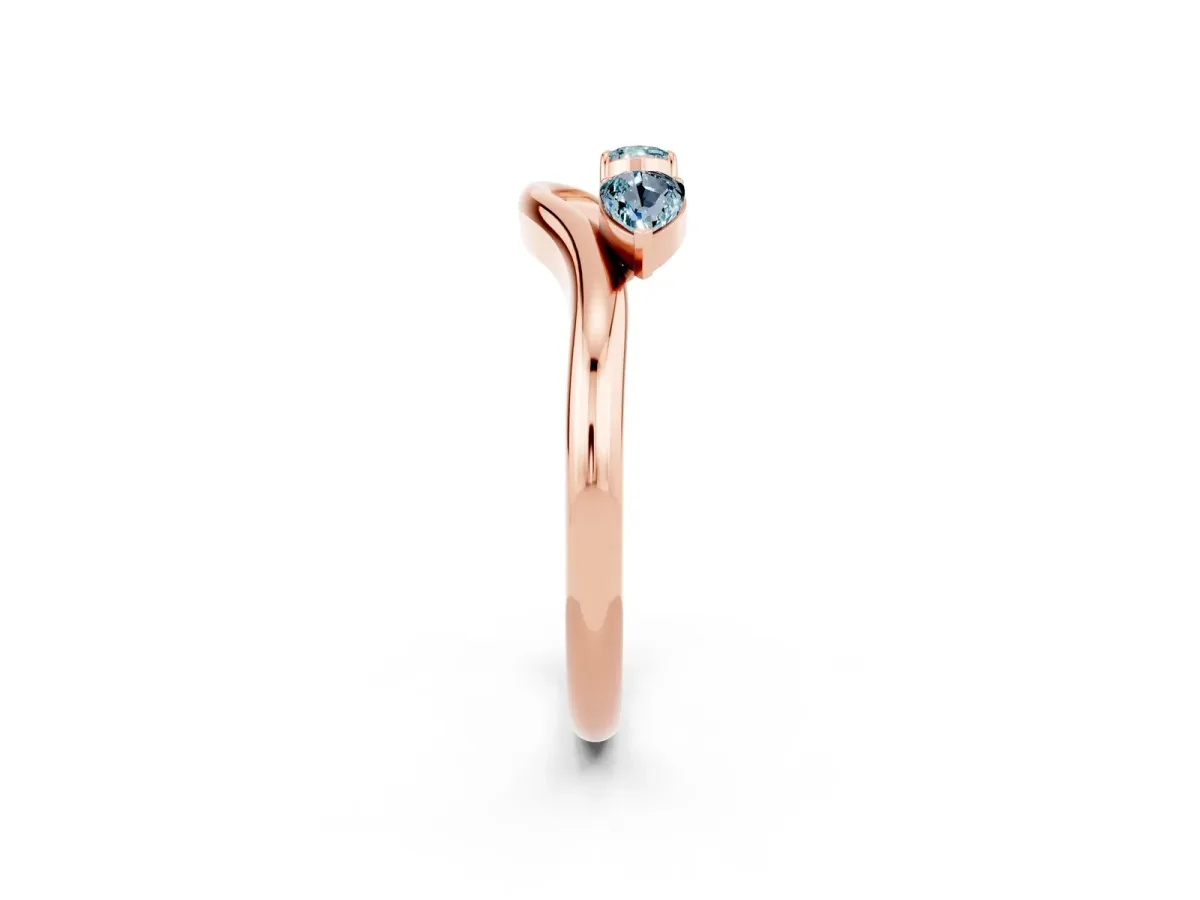 Pear Cut Aquamarine Two-Stone Open Band Ring with Prong Setting Rose gold
