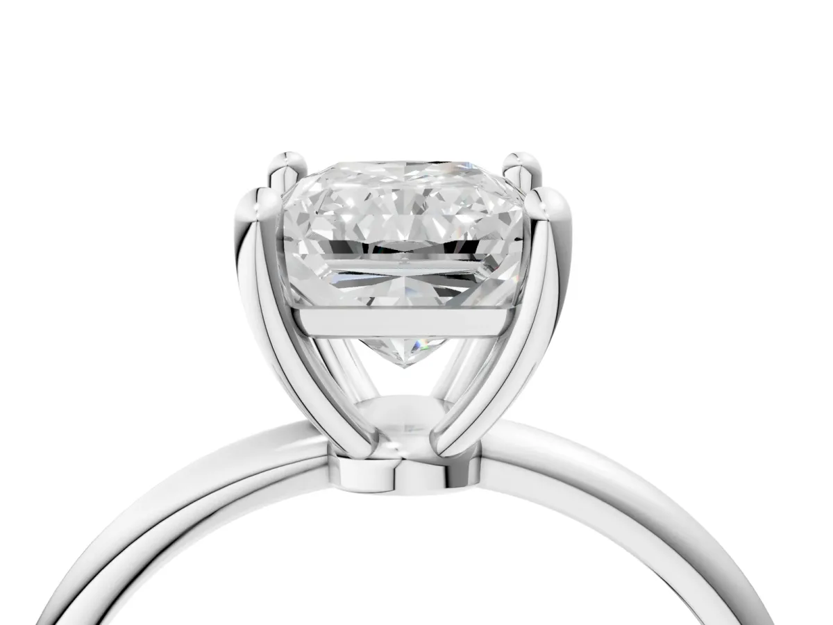 Radiant Cut Solitaire Diamond Ring with 4-Prong Setting on a Classic Band White gold