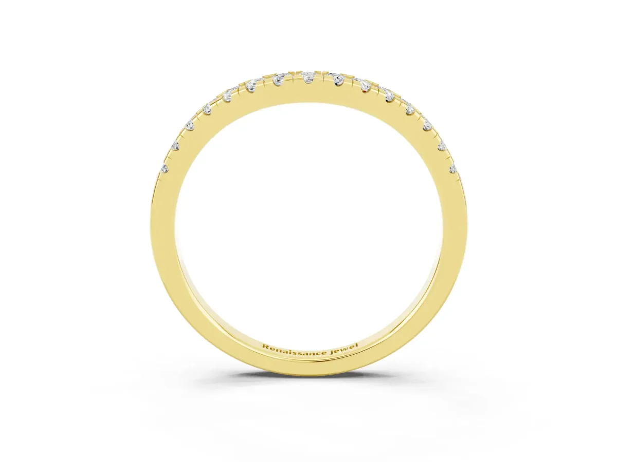 Moissanite Pavé Curved Wedding Band Yellow gold