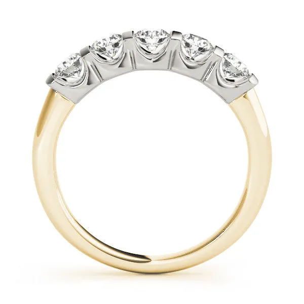 Five-Stone Round Diamond Channel Set White Gold Band Yellow gold