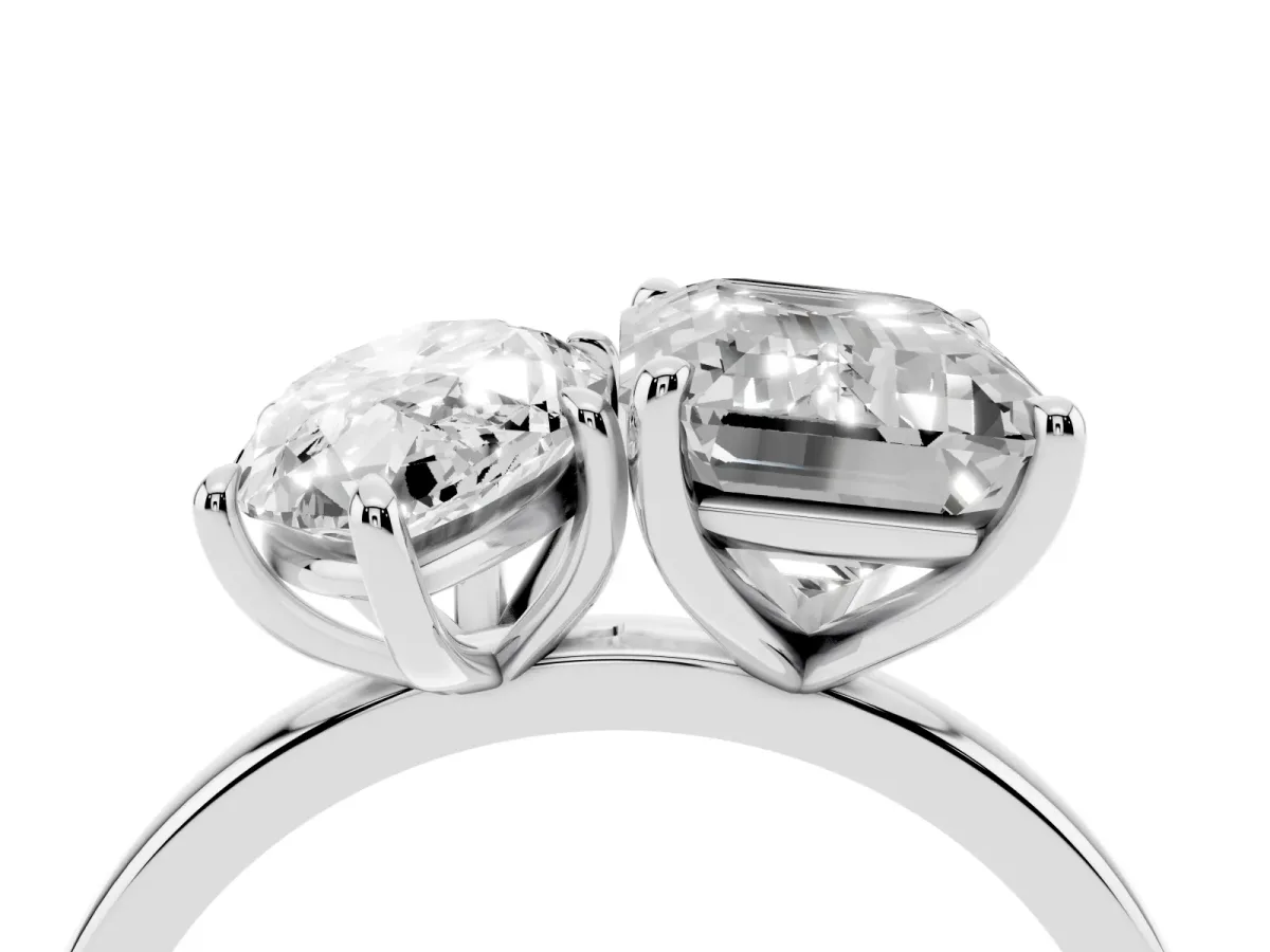 Marquise Cut and Emerald Cut Toi Moi Ring with Prong Setting Platinum