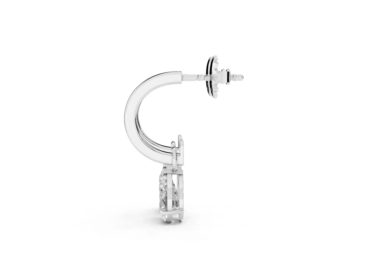 Pear Diamond Drop Earrings with Screw Back Platinum