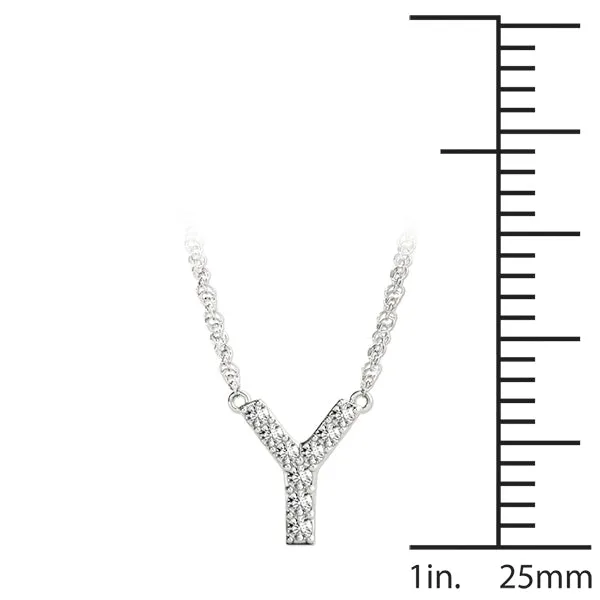 Pavé Round Diamond Prong Initial Pendant White gold