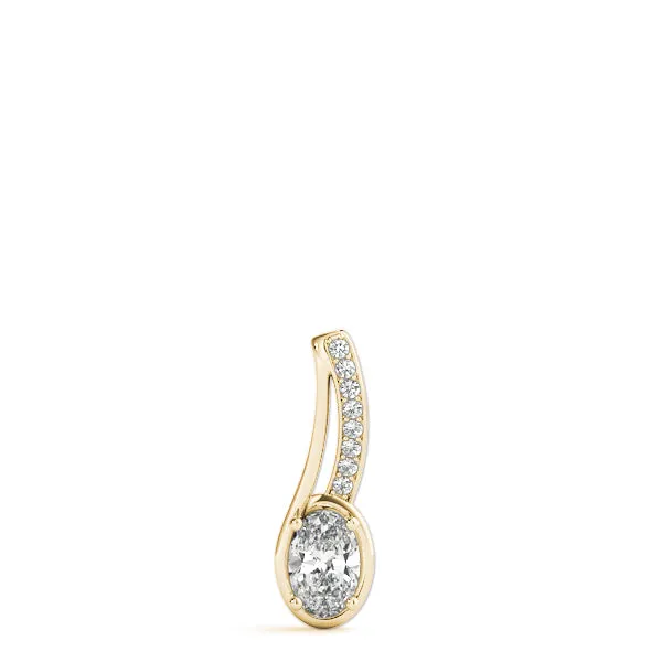 Oval Diamond Bezel-Set Pendant Yellow gold