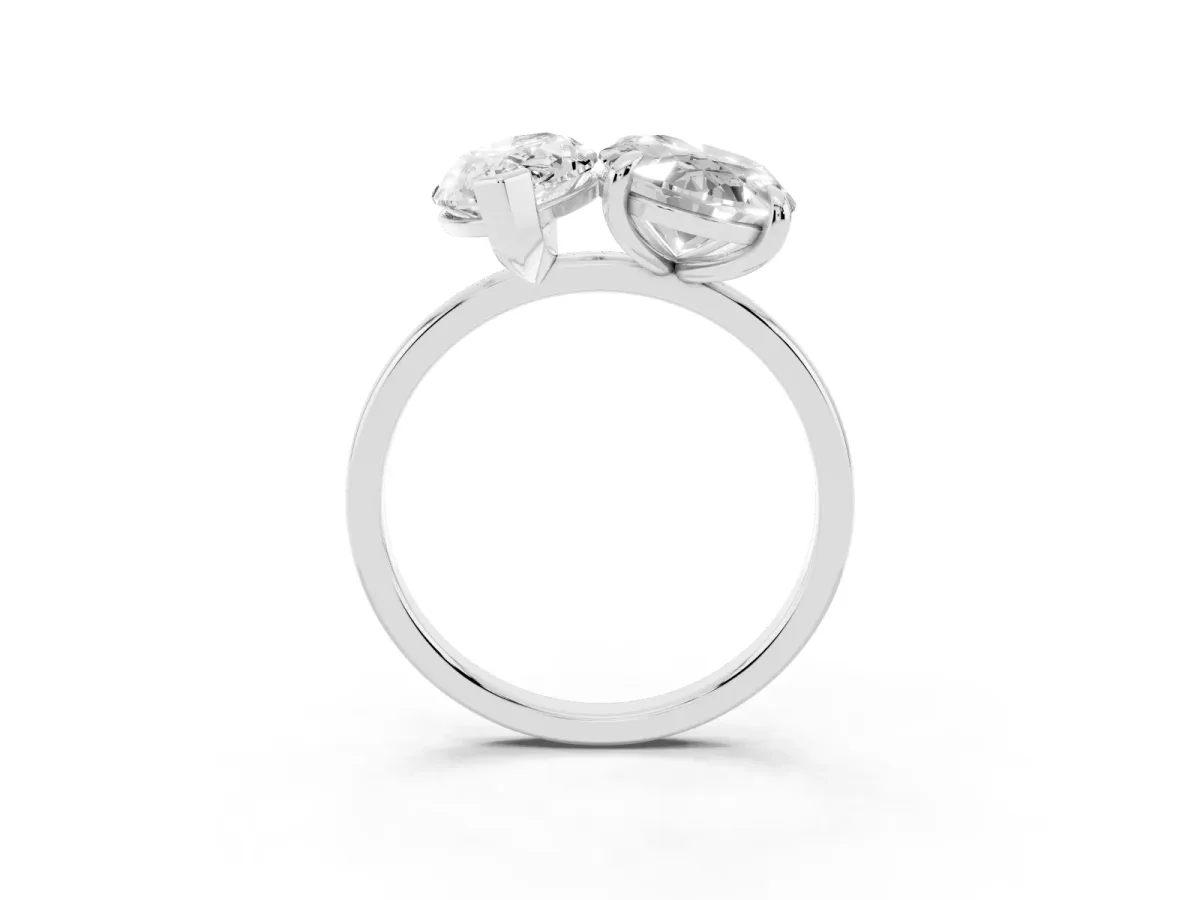 Oval and Marquise Toi Moi Ring with Prong Setting and Plain Band Silver