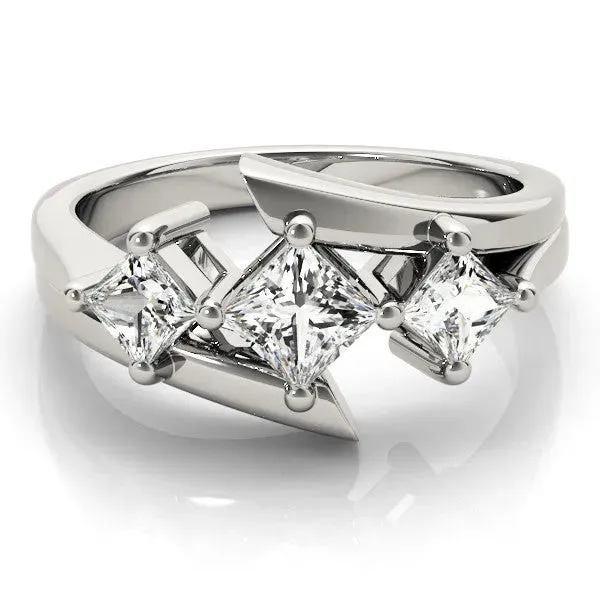Three-Stone Marquise Cut Cut Tension Band Ring with Four-Prong Setting Platinum