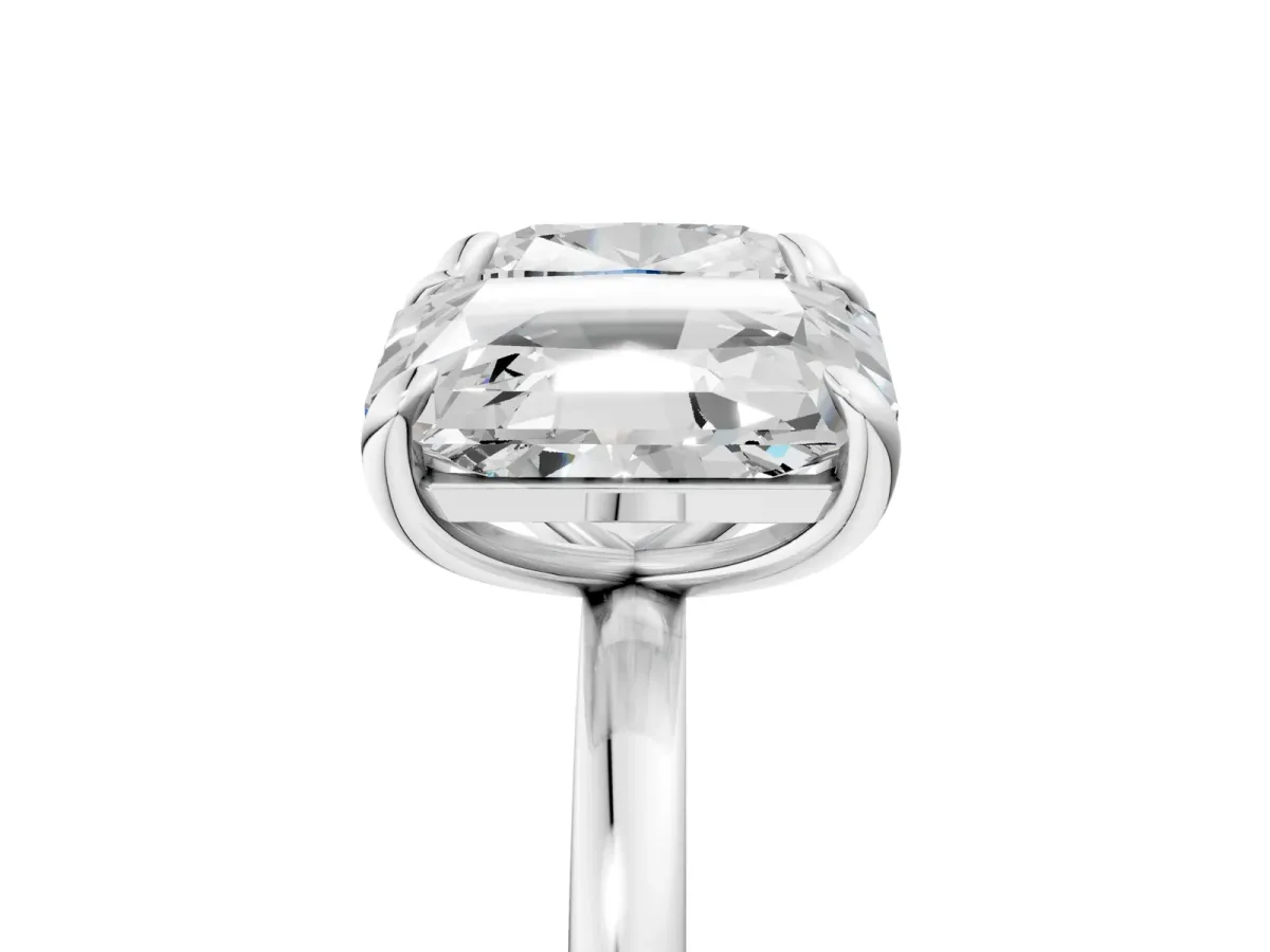 Cushion and Radiant Toi Moi Ring with Prong Setting and Plain Band Silver