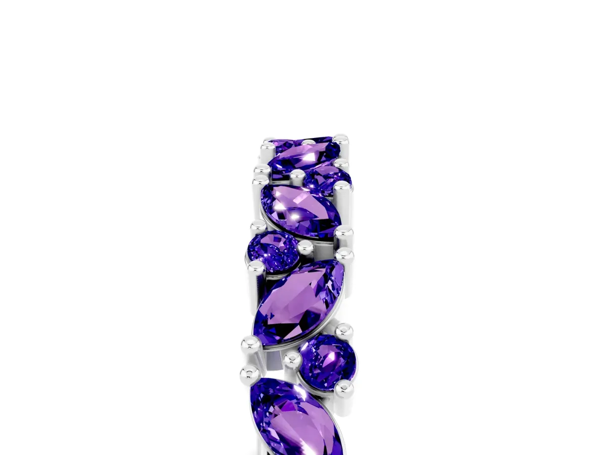 Marquise and Round Tanzanite Vine Eternity Band with Prong Setting Silver