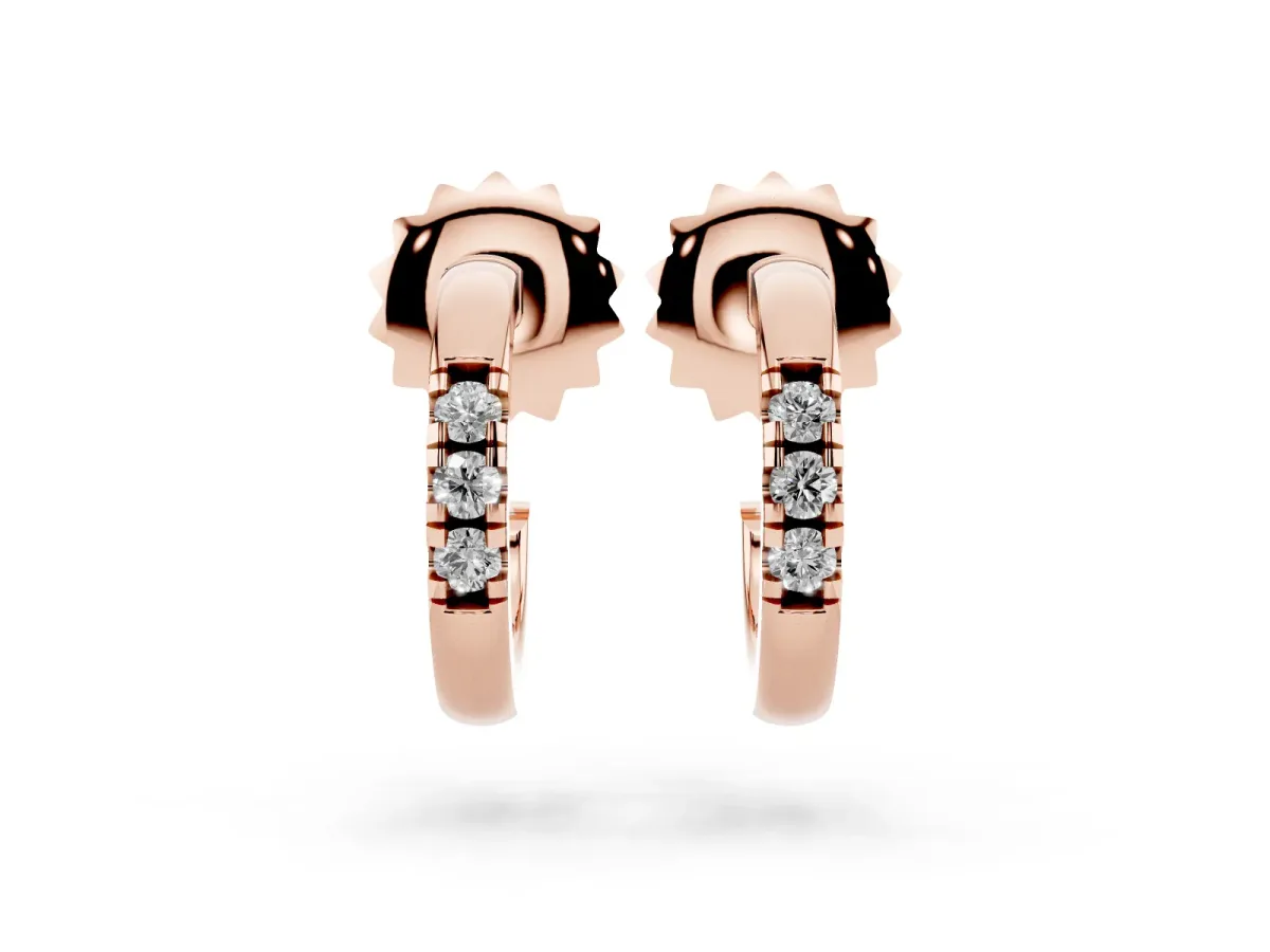 Round Diamond Petite Huggie Hoop Earrings Rose gold
