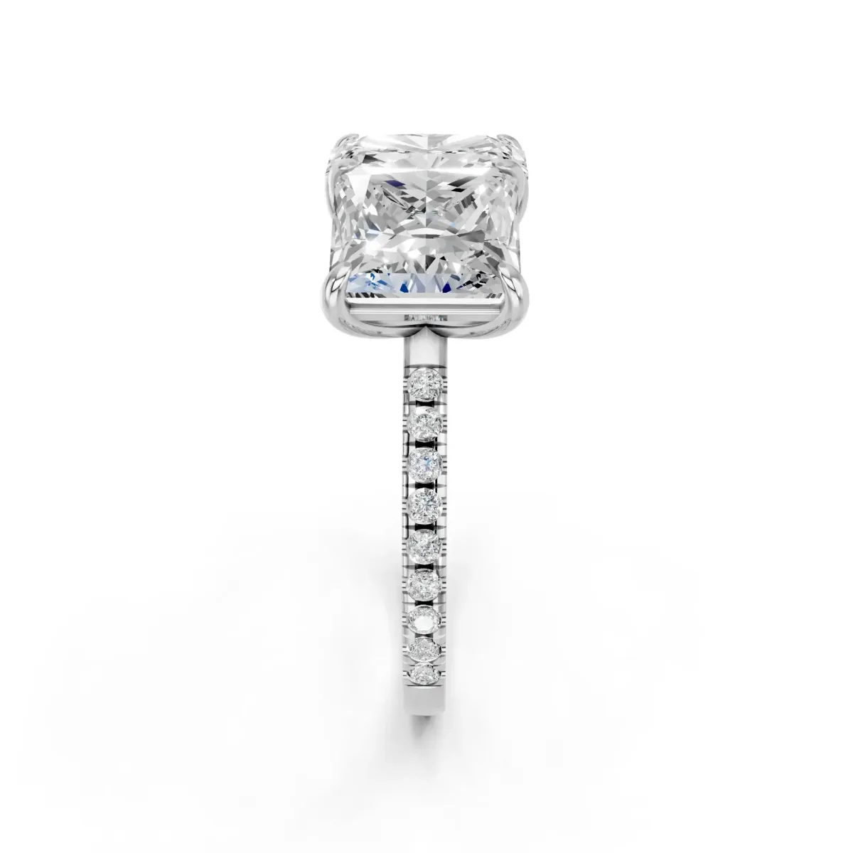 Radiant and Princess Toi Moi Ring with Prong Setting and Micro Pave Band Silver