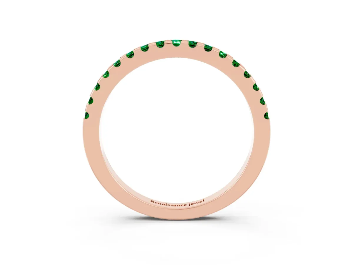 Round Emerald Pavé Set Eternity Band with Micro Prong Setting Rose gold