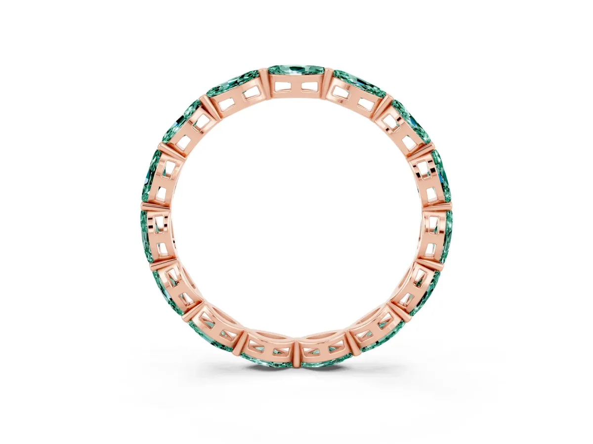 Marquise Green Sapphire Eternity Band with U-Prong Setting Rose gold