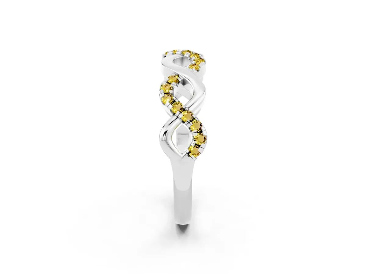 Twist Infinity Round Yellow Sapphire Band with Pavé Setting Platinum
