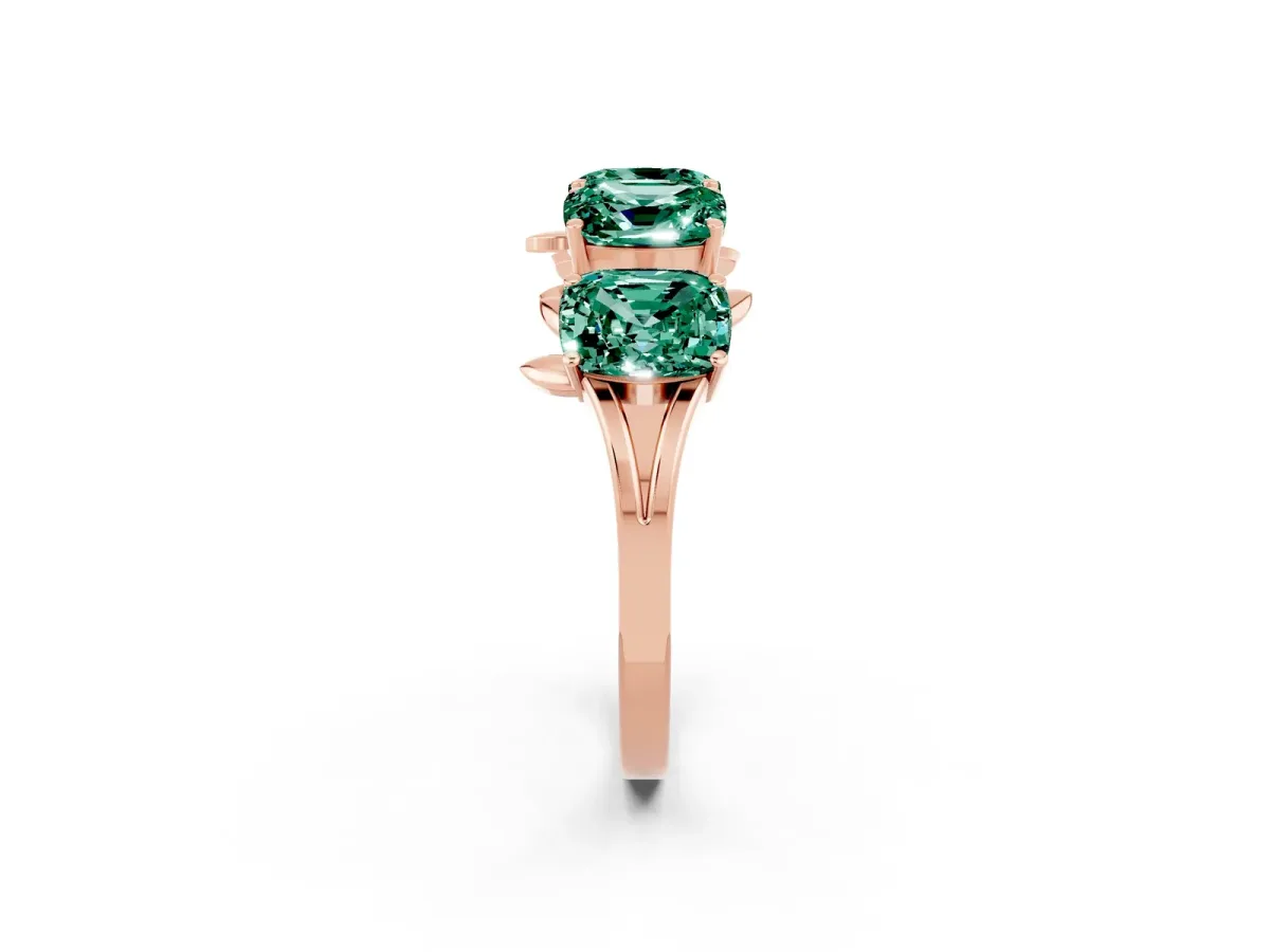 Emerald Cut Green Sapphire Prong-Set Half Eternity Band Rose gold