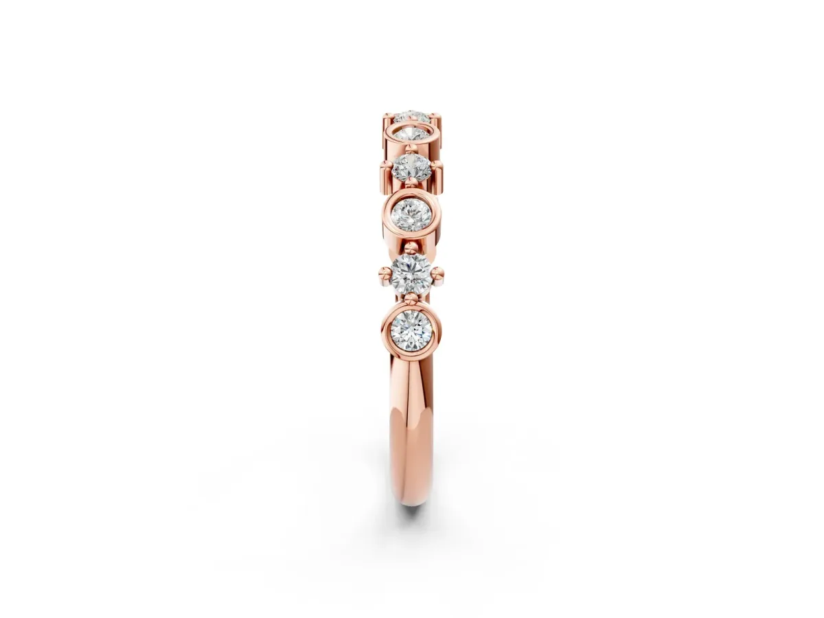 Bezel and Prong Set Round Diamond Half Eternity Band Rose gold