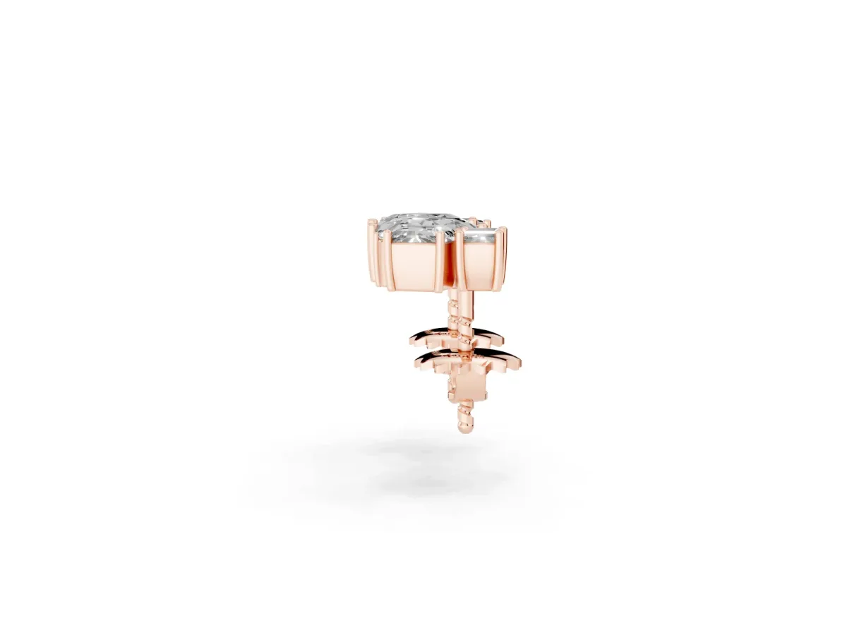 Baguette and Princess Diamond Mosaic Abstract Stud Earrings Rose gold