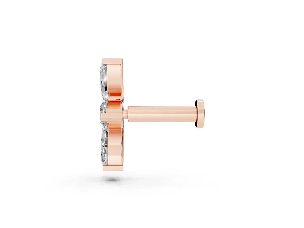 Marquise Diamond Trio Flatback Earring Rose gold