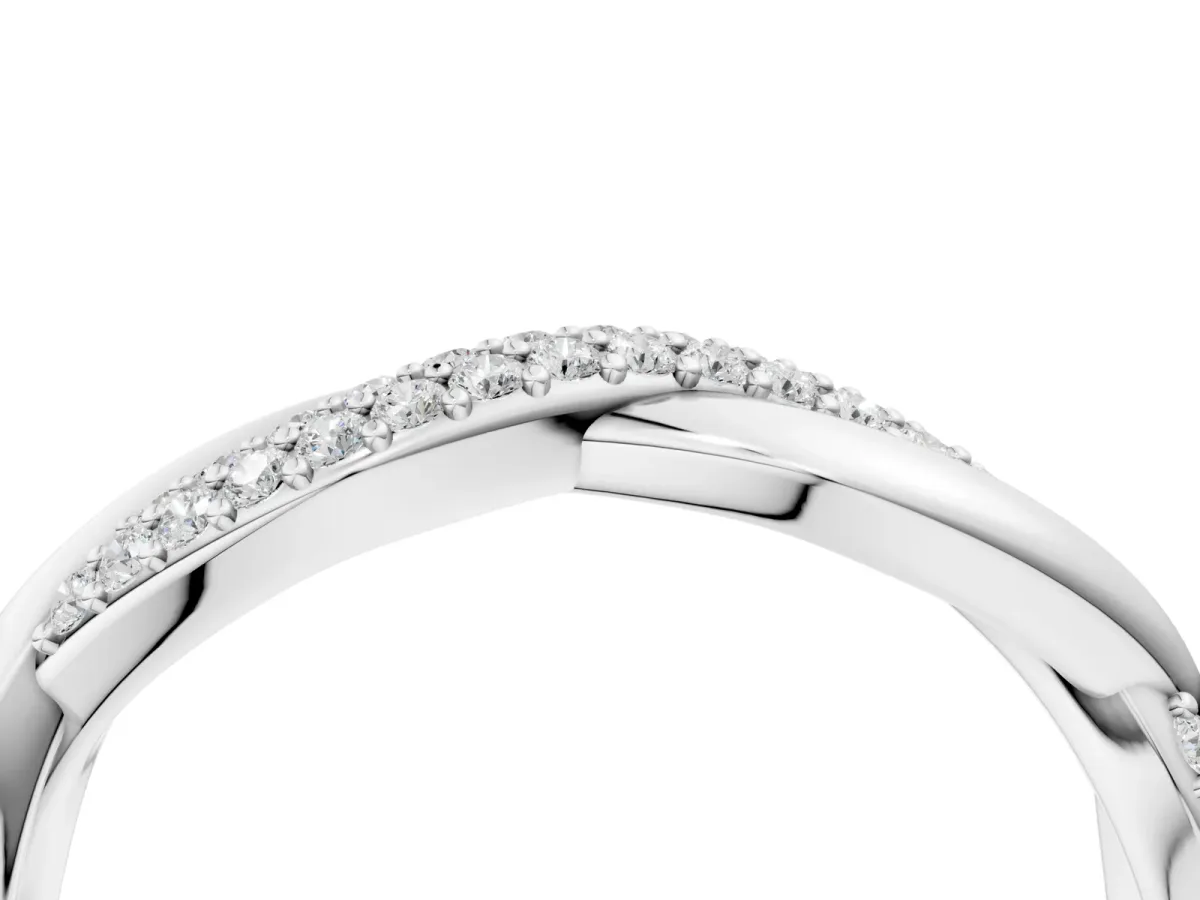 Pavé Round Diamond Twist Eternity Band with Prong Setting Platinum