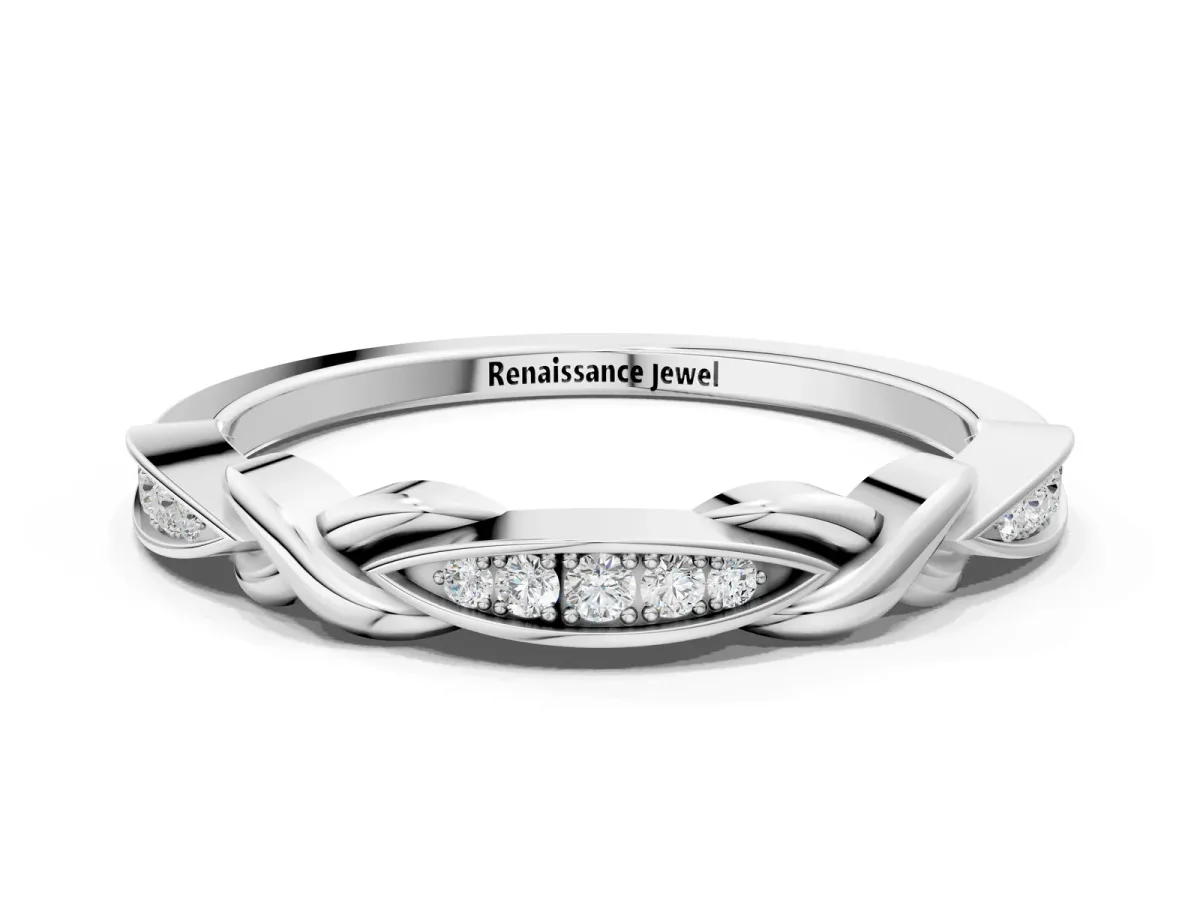 Twisted Marquise Diamond Pavé Band with Shared Prong Setting White gold